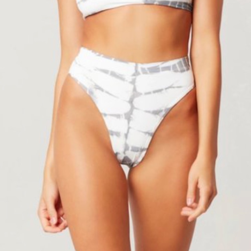 NWT L*SPACE Frenchi Bitsy Bikini Bottom Tie Dye Gray XL